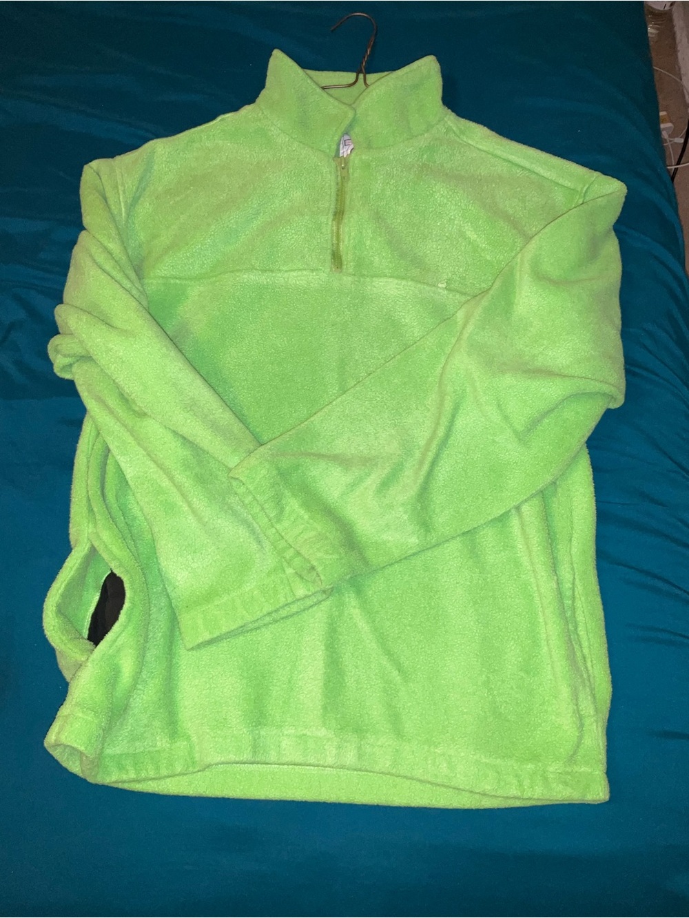 Neon Green Women's Cowl Turtleneck Fleece Pullover